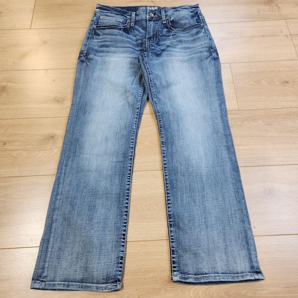 BKE Carter Bootleg Jeans Mens 31S Blue Medium Wash Bootcut Denim Stretch